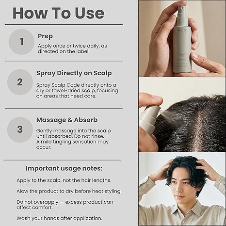 Minoxidil 5% Hair Regrowth Treatment for Men & Women – Scalp Spray Solution with Caffeine & Botanical Complex – Nocte 60ml